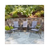 5 Pack Brazos Series Gray Outdoor Stack Chair with Flex Comfort Material and Metal Frame