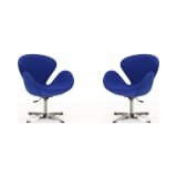 Raspberry Adjustable Swivel Chair in Blue and Polished Chrome (Set of 2)