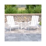 2 Pack Charlestown All Weather Poly Resin Wood Adirondack Chairs with Side Table in White