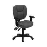 Mid-Back Gray Fabric Multifunction Swivel Ergonomic Task Office Chair with Pillow Top Cushioning and Arms