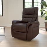 HERCULES Series Brown LeatherSoft Remote Powered Lift Recliner for Elderly