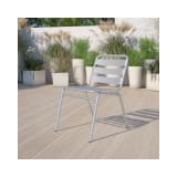 Commercial Aluminum Indoor Outdoor Restaurant Stack Chair with Triple Slat Back