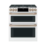 Cafe 30 in. 6.7 cu. ft. Slide-In Smart Double Oven Gas Range with Self-Cleaning Convection in Matte White - CGS750P4MW2