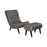 Hawkins Lounger with Ottoman in Pewter Faux Leather