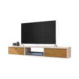 Liberty 62.99" Floating Entertainment Center in Off White and Cinnamon