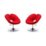 Perch Adjustable Chair in Red and Polished Chrome (Set of 2)