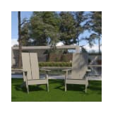 Set of 2 Sawyer Modern All Weather Poly Resin Wood Adirondack Chairs in Gray