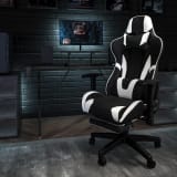 X30 Gaming Chair Racing Office Ergonomic Computer Chair with Fully Reclining Back and Slide-Out Footrest in Black LeatherSoft - CH187230BKGG