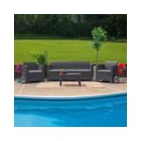 Dark Gray Faux Rattan Chair with All Weather Light Gray Cushion