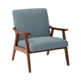 Davis Chair in Klein Sea fabric with medium Espresso frame.
