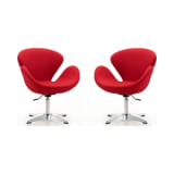 Raspberry Adjustable Swivel Chair in Red and Polished Chrome (Set of 2)
