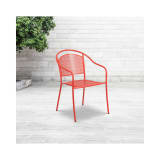 Commercial Grade Coral Indoor Outdoor Steel Patio Arm Chair with Round Back