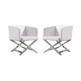 Hollywood Lounge Accent Chair in White and Polished Chrome (Set of 2)