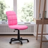 Mid-Back Pink Quilted Vinyl Swivel Task Office Chair
