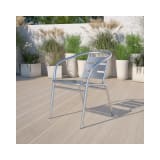 4 Pack Heavy Duty Commercial Aluminum Indoor Outdoor Restaurant Stack Chair with Triple Slat Back