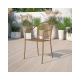 Commercial Grade 5 Pack Gold Indoor Outdoor Steel Patio Arm Chair with Round Back