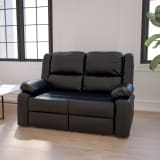 Harmony Series Black LeatherSoft Loveseat with Two Built-In Recliners