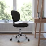 Mid-Back Black Mesh Padded Swivel Task Office Chair with Chrome Base