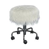 Townsend Collection White Faux Fur Stool