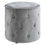 Curves Tufted Round Ottoman in Moonlit Fabric