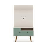 Tribeca 35.43" TV Stand and Panel in Off White and Green Mint