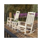 Set of 2 Winston All Weather Poly Resin Rocking Chairs with Accent Side Table in White