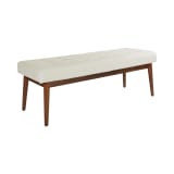 West Park Bench in Linen Fabric with Coffee Finished Legs