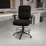 HERCULES Series Big & Tall 400 lb. Rated Black Fabric Rectangular Back Ergonomic Draft Chair with Adjustable Arms