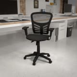 Mid-Back Transparent Black Mesh Multifunction Executive Swivel Ergonomic Office Chair with Adjustable Arms - HL0001TGG