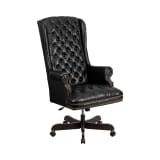 High Back Traditional Fully Tufted Black LeatherSoft Executive Swivel Ergonomic Office Chair with Arms