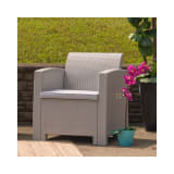 Light Gray Faux Rattan Chair with All Weather Light Gray Cushion
