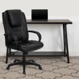 High Back Black LeatherSoft Executive Swivel Office Chair with Oversized Headrest and Arms