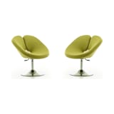 Perch Adjustable Chair in Green and Polished Chrome (Set of 2)