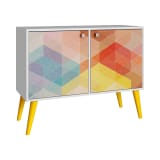 Avesta Double Side Table 2.0 in White, Stamp and Yellow