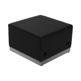 HERCULES Alon Series Black LeatherSoft Ottoman with Brushed Stainless Steel Base