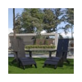 Set of 2 Sawyer Modern All Weather Poly Resin Wood Adirondack Chairs with Foot Rests in Black