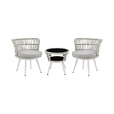 Monaco Patio 2-Person Seating Group with End Table with Grey Cushions