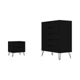 Rockefeller Black 5-Drawer Dresser and 2-Drawer Nightstand Set