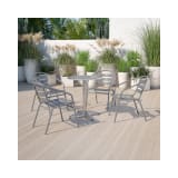 4 Pack Silver Metal Restaurant Stack Chair with Aluminum Slats