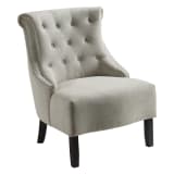 Evelyn Tufted Chair in Linen Fabric with Grey Wash Legs