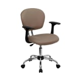 Mid-Back Coffee Brown Mesh Padded Swivel Task Office Chair with Chrome Base and Arms