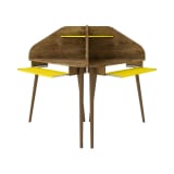 Bradley 2-Piece Cubicle Section Desk in Rustic Brown and Yellow