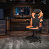 X10 Gaming Chair Racing Office Ergonomic Computer PC Adjustable Swivel Chair with Flip-up Arms, Orange/Black LeatherSoft - CH00095ORGG