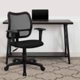 Mid-Back Black Mesh Swivel Task Office Chair with Adjustable Arms