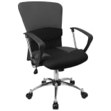 Mid-Back Grey Mesh Swivel Task Office Chair with Adjustable Lumbar Support and Arms