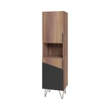 Beekman 17.51" Narrow Bookcase Cabinet in Brown and Black