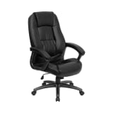 High Back Black LeatherSoft Executive Swivel Ergonomic Office Chair with Deep Curved Lumbar and Arms