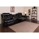 Reel Comfort Series 3-Seat Reclining Black LeatherSoft Theater Seating Unit with Straight Cup Holders - BT705303BKGG