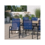 5 Pack Brazos Series Navy Outdoor Stack Chair with Flex Comfort Material and Metal Frame
