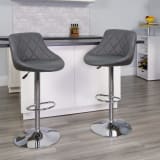 Contemporary Gray Vinyl Bucket Seat Adjustable Height Barstool with Chrome Base